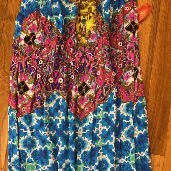 NWT Hale Bob Women’s Multicolored Maxi Dress With Leg Slits Size M - Picture 3 of 9